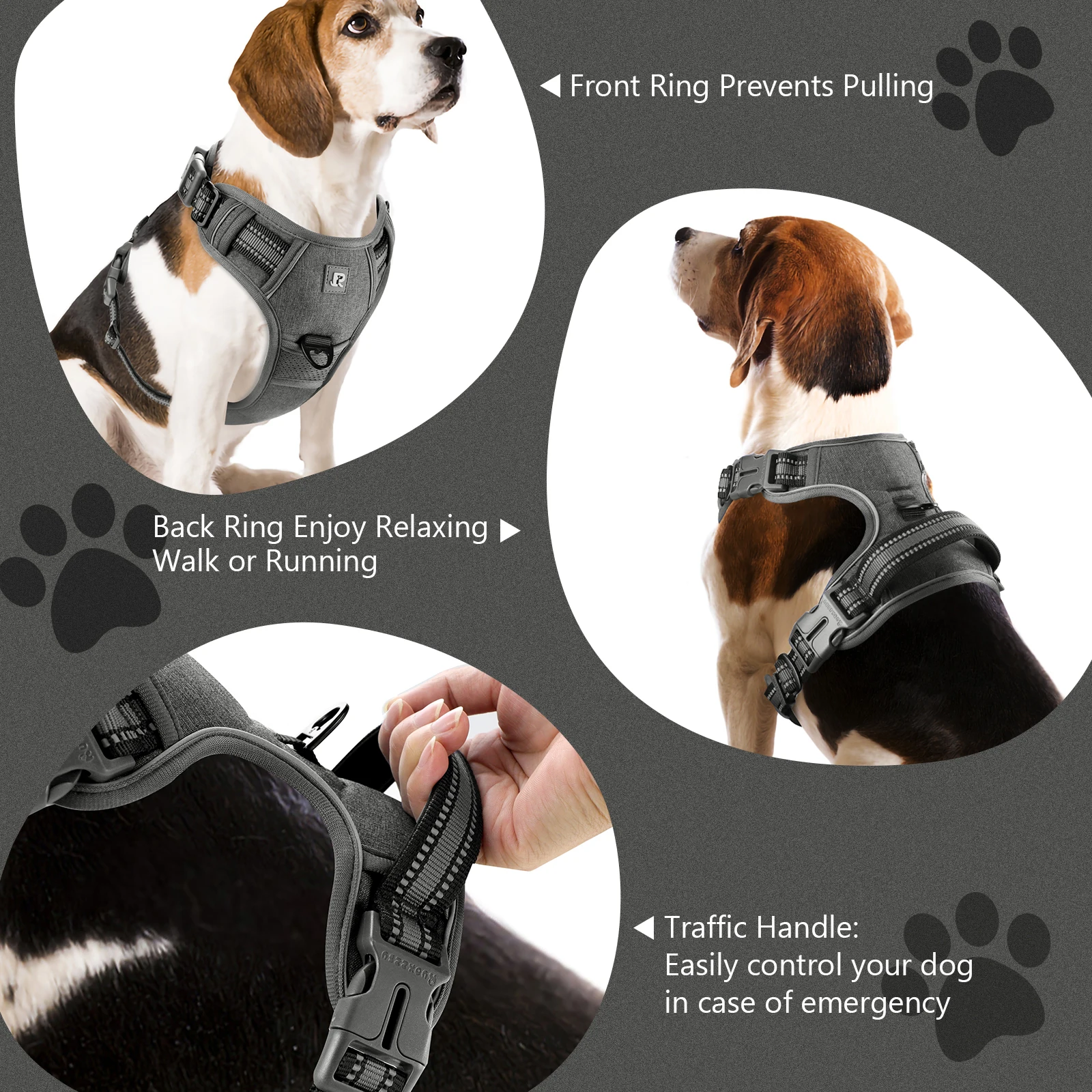 No Pull Dog Harness & Leash Set (2 Counts/set), Escape Proof Reflective Adjustable Pet Vest, Soft Padded Pet Harness with Handle for Small To Large Dogs - Image 5